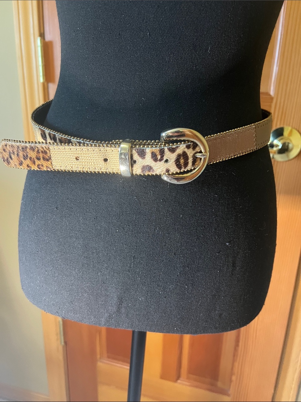 Women's Leopard Print Gold Accent Belt - Brand = Elite